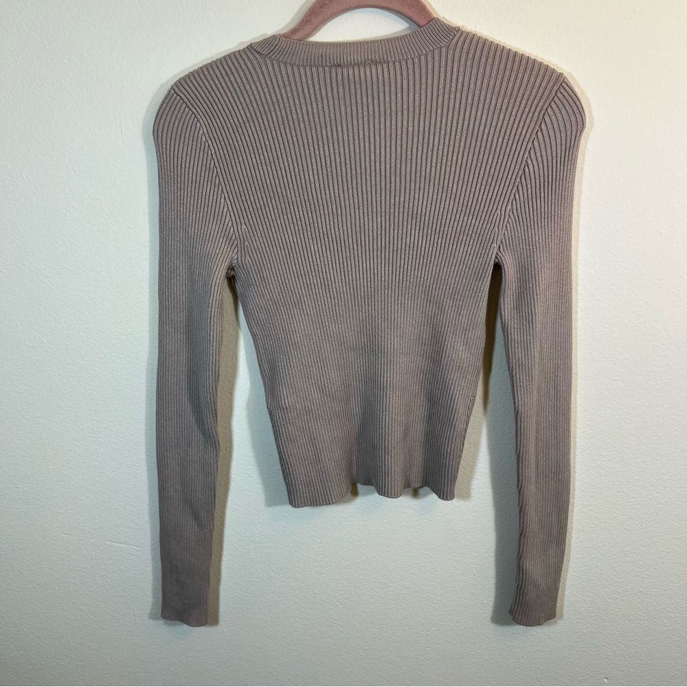 ✨ Abercrombie & Fitch Scoop Neck Ribbed Knit‎ Sweater Tan Neutral Small - Picture 8 of 10